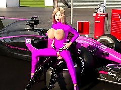 Lesbian creampie beauty beautiful tit babes having sex in a sportcar racing