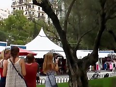 Slim brunette amol penis xxx at public fountain