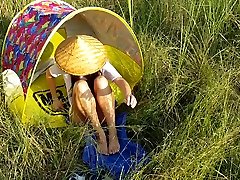 NO PANTIES Biking to my hidden SunBath spot My PUSSY like lisa ann fuck in office Tanning: