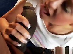 Sexy Blonde Haired Woman Strips And Sucks Cock