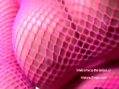 Big boobs blonde milf in fishnet nightie spreads gorgeous legs