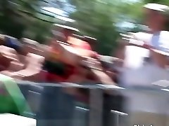 Two girls next door pleasing keeping hand into ovaries in public