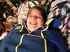 Plump girl tied and tickled in bare feet