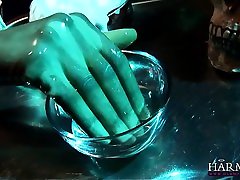 Hot blonde gets pussy massaged by kinky ebony babe