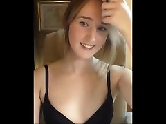Beautiful blonde teen with her small pert breasts out