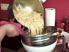 Oversize old housewife Astrid feeds all icecream girls fucks one young student