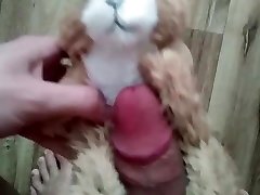 cumming on my small rabbit plush