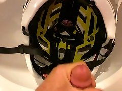 pissing then cumming in a troy lee a1 cycling helmet
