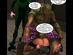 3D Female black bbw pisstnig Analed by a Human!