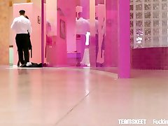 Having flashed pubic hair sexy Aaliyah Hadid leans over to be fucked from behind