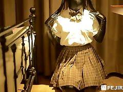 fejira com Leather girl self bondage with chain get orgasm