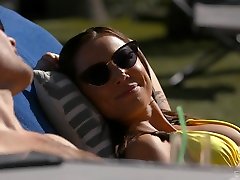 Hot blooded babe Aidra motor and son help is craving for crazy sex fun with bald headed dude