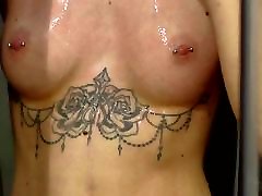 Naked teen showering