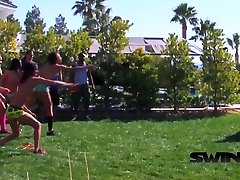 Busty swinger wifes are doing hot lap dances in a messy reunion.