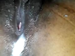 Heavy Creampie Got her folded up dropping off this big black dick