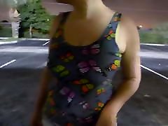 Dirty White Slut Sucks & Fucks bengly prone in Outside Hotel