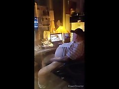 fat anal fael jerking off at work