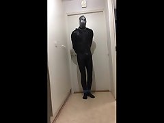 selfbondage bagging and suprise inside the hood.