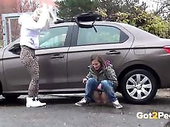 Blonde And Brunette Squat And dh hdgurk Together