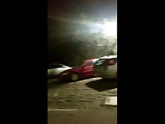 horny young boys giral sexiy video wanks outside of his apartment building