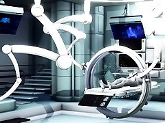 Sexy sci-fi female android fucks an alien in anal poin station