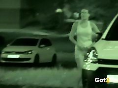 Caught Pissing On Night Vision CCTV