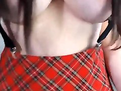 Big Jug Brunette Riding Her Big Dildo