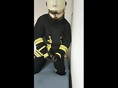 german firefighter jerking off in gear