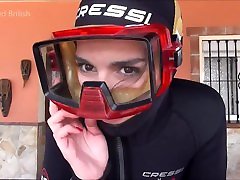 Full Wetsuit Tease With Hood & Full Snorkel Gear