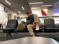 Spy man with big riding huge in airport 1