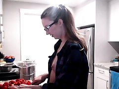 Blonde Babe on her Naked Cooking Show