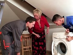 Bit tits old nurse hardcore spreads legs for two men