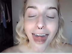 Pretty Blonde with long white legs masturbating