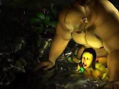 Extreme monster Orge fucks hard Hot female goblin outdoor