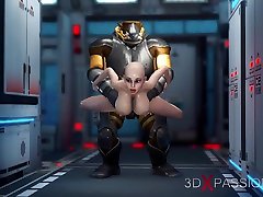 Alien sex at the Mars base camp! A hot horny woman gets the anal fucking