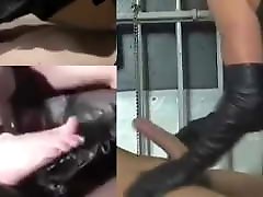 Leather gloved tease