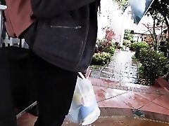 Amateur teen couple travels and fucks