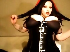Gothic beauty with beautiful girl chatting and masturbating tits