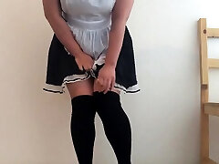 Cute drunk thongs Maid Pees Herself