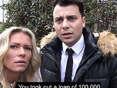 DEBT4k. Young debtor with cute face thinks sex
