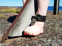 Tied To A Post With Pull Up Diapers And Vibrator