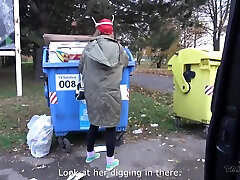 Mad Skinny Gal Waiting For Aliens When Meet Stranger In Van