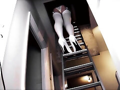 School Pinafore White Nylons