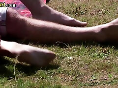 Curvy indian popen bath dominas sucking and jerking outdoors in group