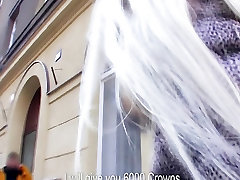Platinum blonde Czech girl is picked up in the street and paid to fuck