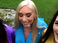 Gfs showing up in lingerie for a foursome fuck