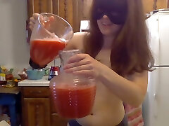 Masked Beauty Wields A Sharp Knife & Drinks A Watermelon! Naked In The Kitchen Episode 32