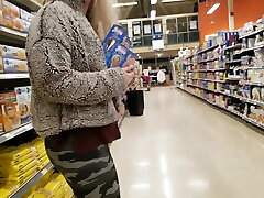 Cute Girl Plays With Butt Plug In Grocery Store