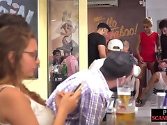 Submissive useless babes throatfucked in public orgy