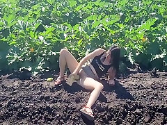 A Slender Brunette Saw A Field In turn good wives into bbc Large Zucchini Grow She Was Not At A Loss And Plucked A Few Pieces